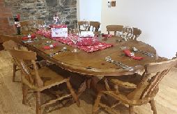 The kitchen table with six chairs