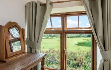 The view over the fields from a bedroom window